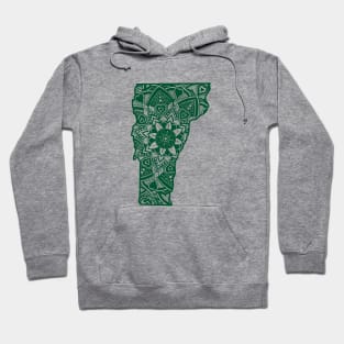 Green Vermont State Gift Mandala Yoga VT Art Hoodie